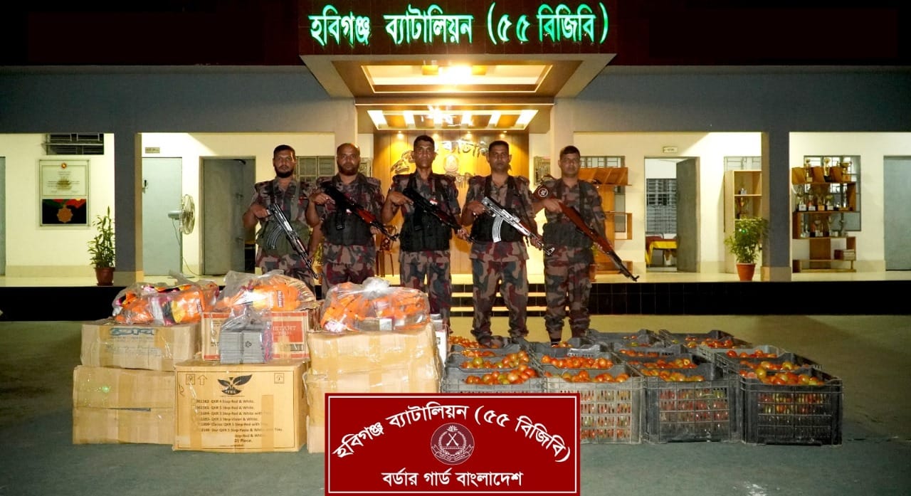 মাধবপুরে ভারতীয় কিসমিস ও ঝিলেট ব্লেড আটক